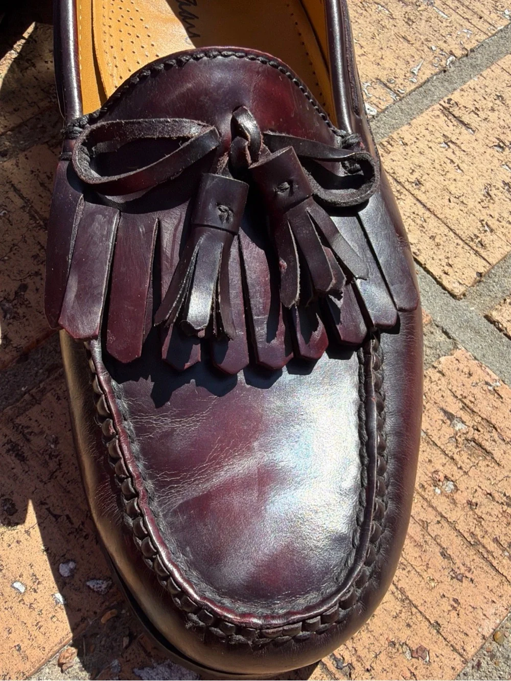 Cole Haan Pinch Tassel Kiltie Loafers Mens 10 D Burgundy Leather Dress Shoes